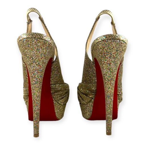 Christian Louboutin Glitter Knot Slingback Sandals in Gold | Size 39 5
