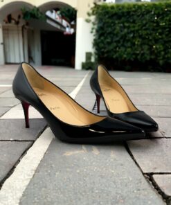 Christian Louboutin Patent Midheel Pumps in Black | Size 38.5