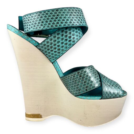 Louis Vuitton Snake Wedge Sandals in Turquoise | Size 37.5 2