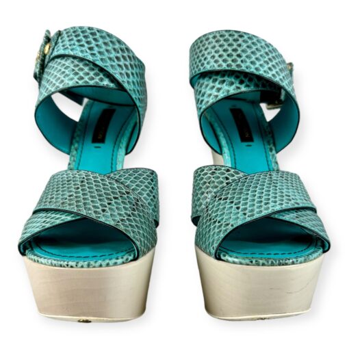 Louis Vuitton Snake Wedge Sandals in Turquoise | Size 37.5 3