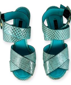 Louis Vuitton Snake Wedge Sandals in Turquoise | Size 37.5 10