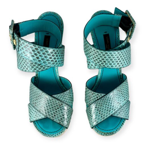 Louis Vuitton Snake Wedge Sandals in Turquoise | Size 37.5 4