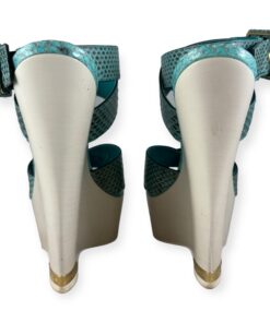Louis Vuitton Snake Wedge Sandals in Turquoise | Size 37.5 11