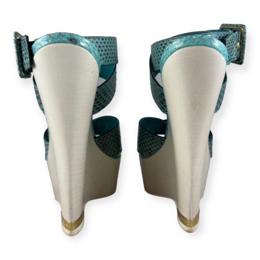 Louis Vuitton Snake Wedge Sandals in Turquoise | Size 37.5 5