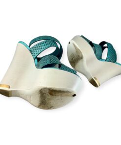 Louis Vuitton Snake Wedge Sandals in Turquoise | Size 37.5 12