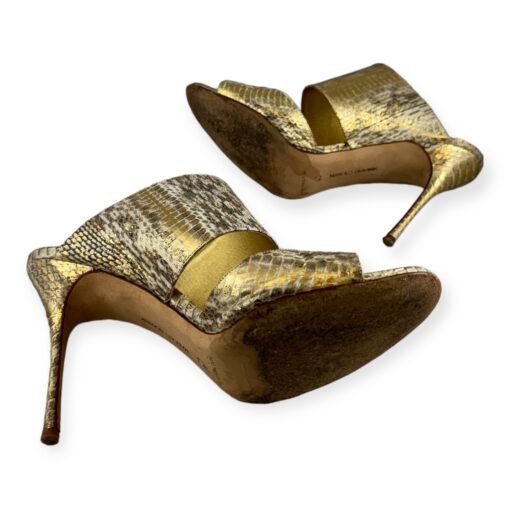 Manolo Blahnik Snake Sandals in Gold | Size 40 6
