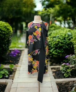 MSGM Floral Dress in Black Multicolor | Size Medium