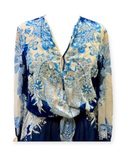 Roberto Cavalli Floral Dress in Blue & White | Size 6 8