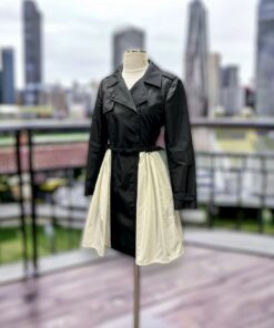 Valentino Trench Dress in Black & Ivory | Size 6