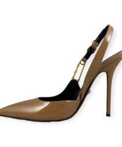 Versace Safety Pin Slingback Pumps in Dark Nude | Size 40 7