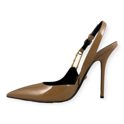 Versace Safety Pin Slingback Pumps in Dark Nude | Size 40 1