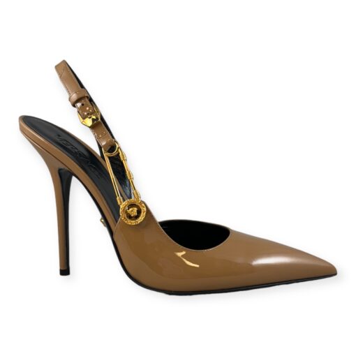 Versace Safety Pin Slingback Pumps in Dark Nude | Size 40 2