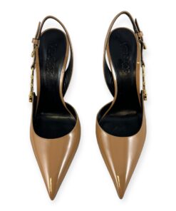 Versace Safety Pin Slingback Pumps in Dark Nude | Size 40 10