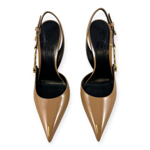 Versace Safety Pin Slingback Pumps in Dark Nude | Size 40 4