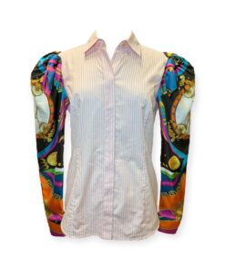 Versace Silk Sleeve Blouse in Pink Multicolor | Size Small 6