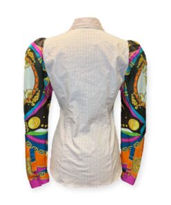 Versace Silk Sleeve Blouse in Pink Multicolor | Size Small 10