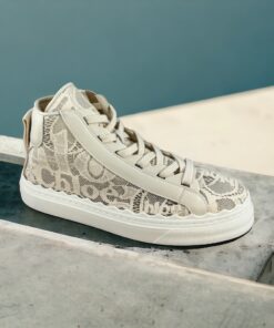 Chloe Lace High-Top Sneakers in Ivory | Size 39