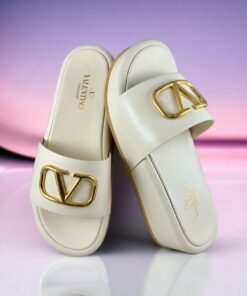 Valentino Vlogo Platform Slides in Ivory | Size 38