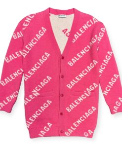 Balenciaga All Over Logo Cardigan in Pink | Size XS 8