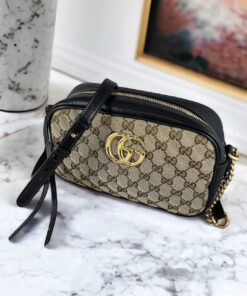 Gucci GG Marmont Diagonal Quilted Chain Shoulder Bag