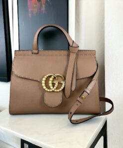 Gucci Pearly GG Marmont Top Handle Bag in Porcelain Rose