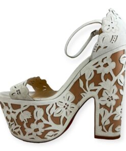 Christian Louboutin Houghton Platform Sandals in White & Nude | Size 37.5 8