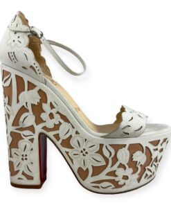 Christian Louboutin Houghton Platform Sandals in White & Nude | Size 37.5 9