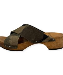 Saint Laurent Camo Slide Sandals in Green | Size 38 7