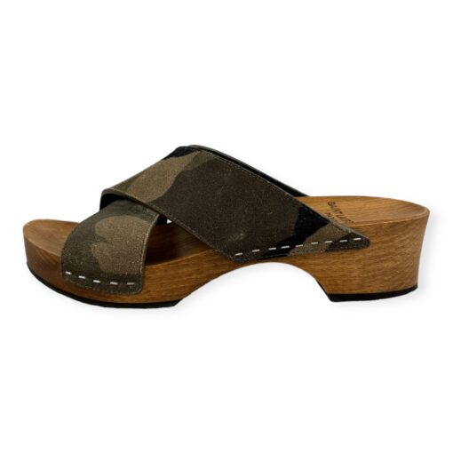Saint Laurent Camo Slide Sandals in Green | Size 38 1