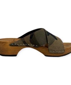 Saint Laurent Camo Slide Sandals in Green | Size 38 8