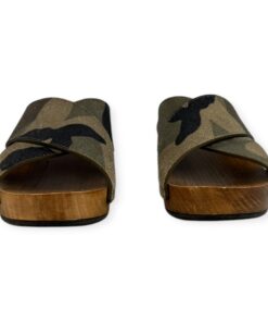 Saint Laurent Camo Slide Sandals in Green | Size 38 9