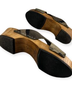 Saint Laurent Camo Slide Sandals in Green | Size 38 12