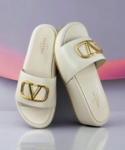 Valentino Vlogo Platform Slides in Ivory | Size 38